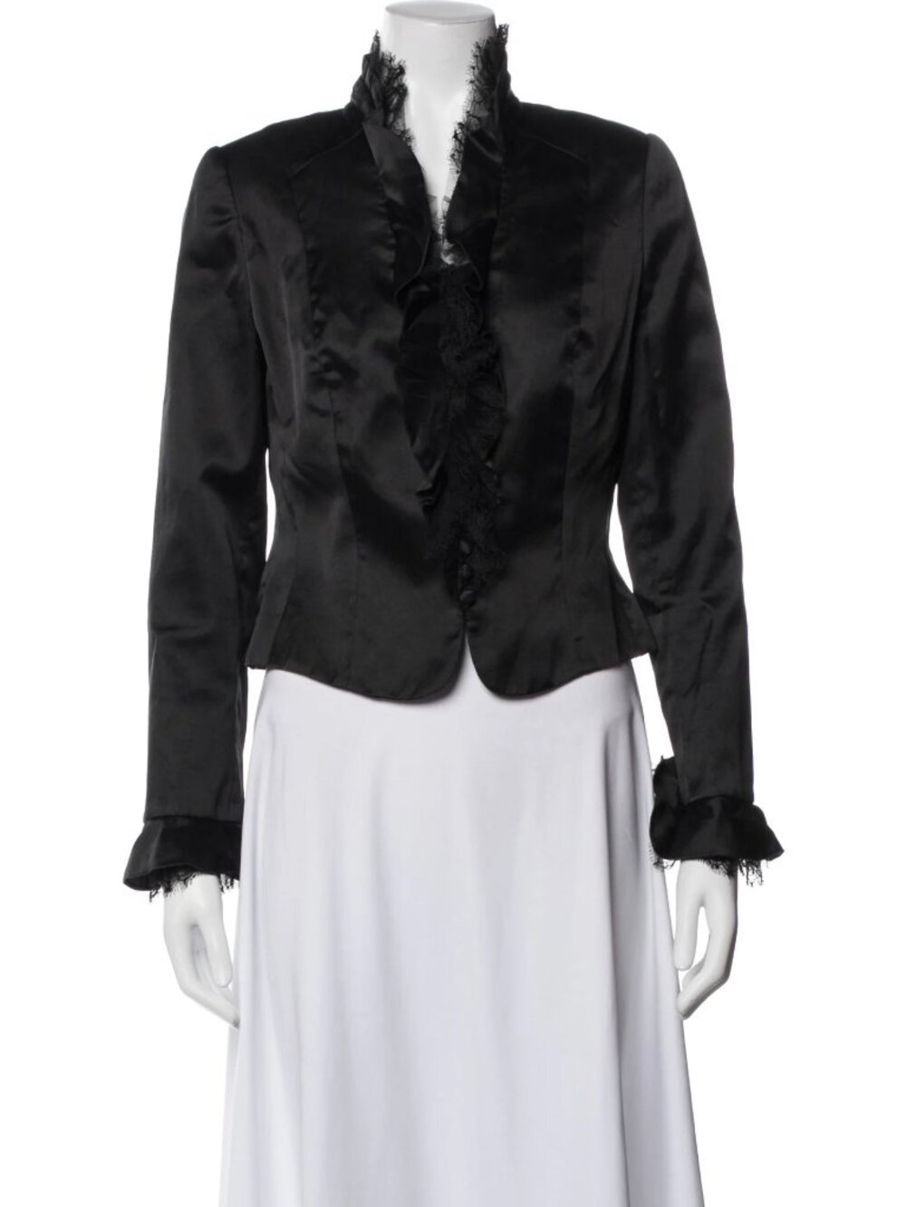Carmen Marc Valvo Silk Lace Cardigan Jacket - Picture 1 of 3